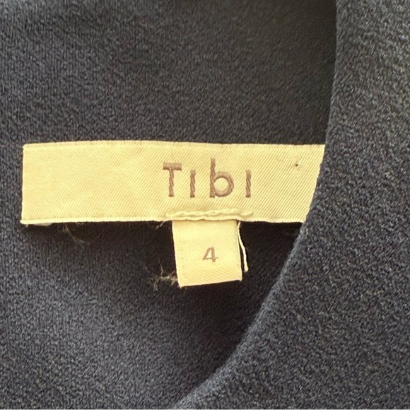 Tibi Structured Crepe Button Detail Shift Dress Navy Size 4 Career Cocktail EUC - Picture 11 of 13